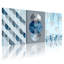 Ensemble de 3 impressions sur toile contemporaines à motif géométrique de cercles bleus et de flocons de neige-319535749