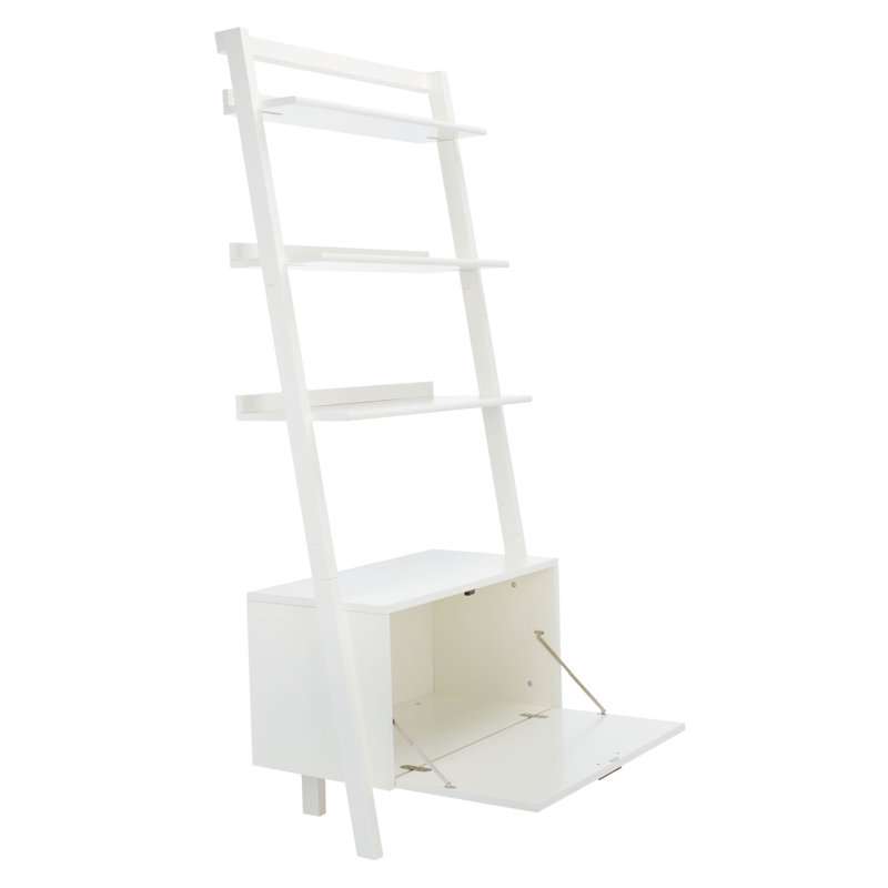 Bibliothèque échelle en bois massif Dametrice, H 72 po x l 32 po x P 15,4 po, Blanc