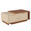 Table basse extensible en noyer et en chêne de 42,13 po avec 2 tiroirs de rangement, table centrale bicolore avec plateau coulissant, table de cocktail rectangulaire en bois à rangement caché multifonctionnel pour le salon