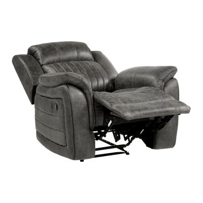 Classic Brownish Gray 1Pc Reclining Chair Plush Comfort Pillow-Top Arms Vertical Tufting Solid Wood Transitional Living Room Furniture