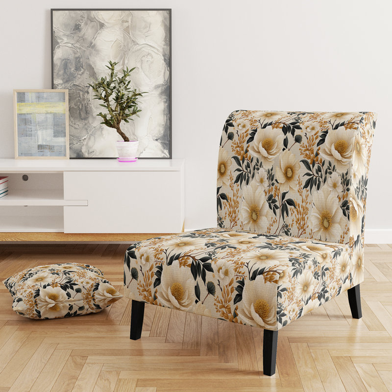 Fauteuil de chambre Vintage Ivory Flower Symphony II - rembourré Cottage