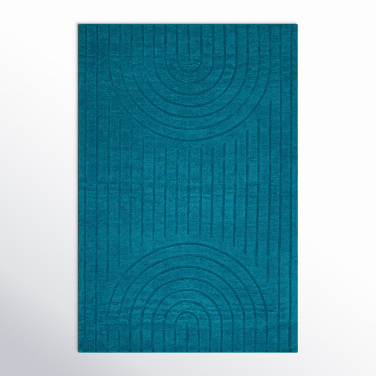 Quintessa Hand Loomed Wool Area Rug in Blue