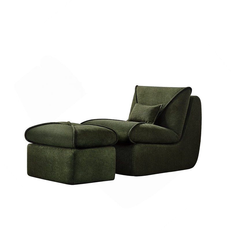 Méridienne compressée confortable avec repose-pieds, idéale pour diverses pièces, Vert