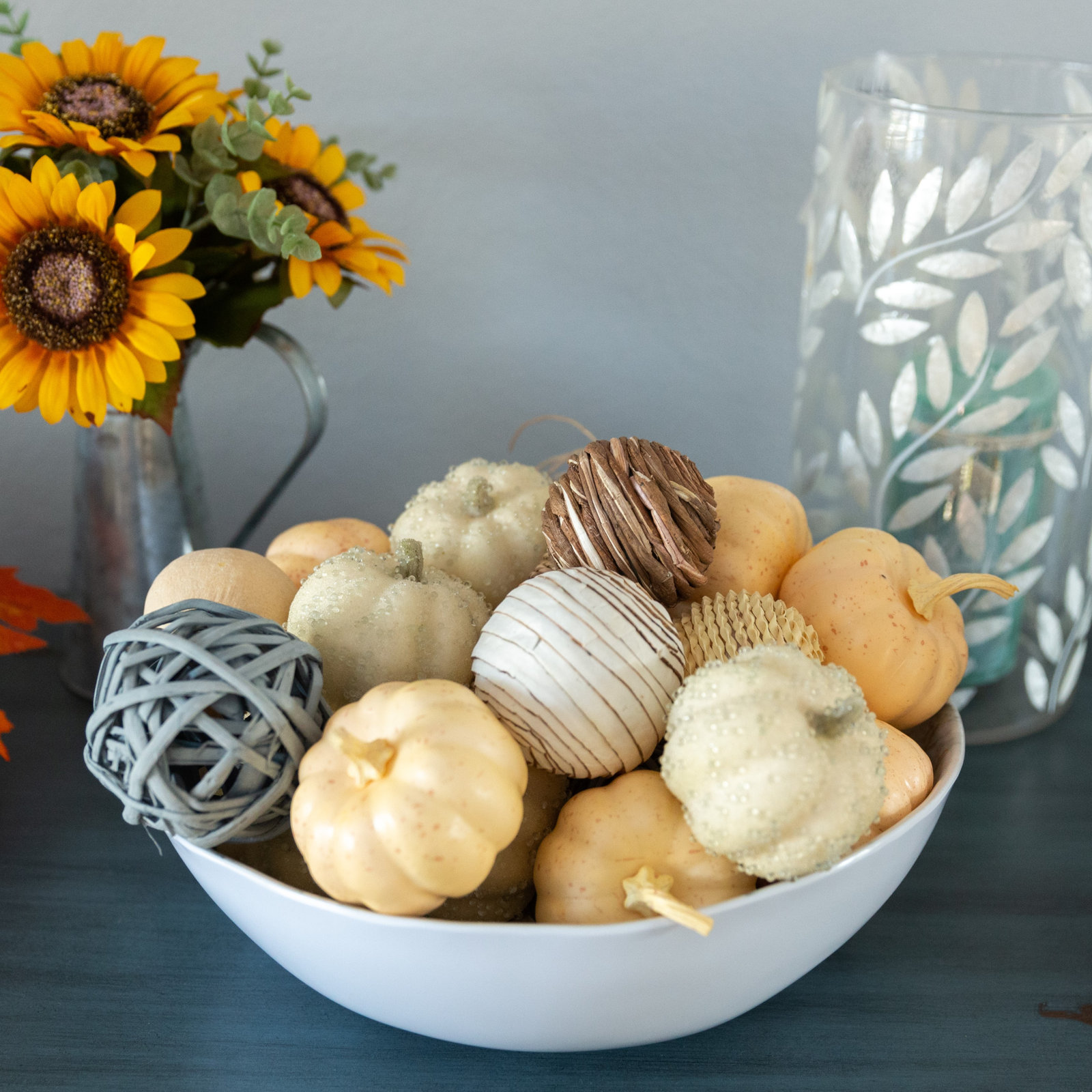Decorative Pumpkin Fall Accent, Cream