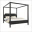 Grand lit plateforme à baldaquin en bois avec tête de lit et pieds de soutien, noir, durable et élégant pour les chambres modernes-129512981-129512980