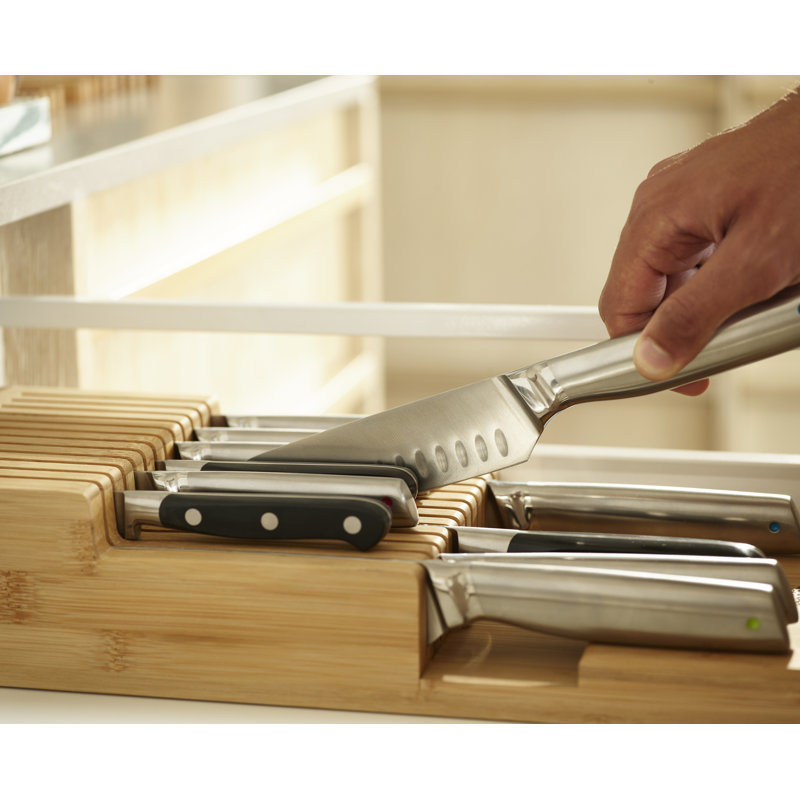 DrawerStore Large Bamboo 2-tier Knife Organizer