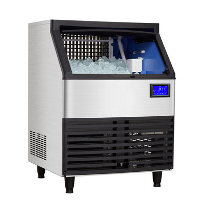 Commercial Ice Maker Machine, Stainless Steel Under Counter Ice Machine 176LBS/24H with LCD Screen Display, 99lbs Ice Storage Bin, Freestanding Commercial Ice Maker for Restaurant, Bar, Cafe, Home