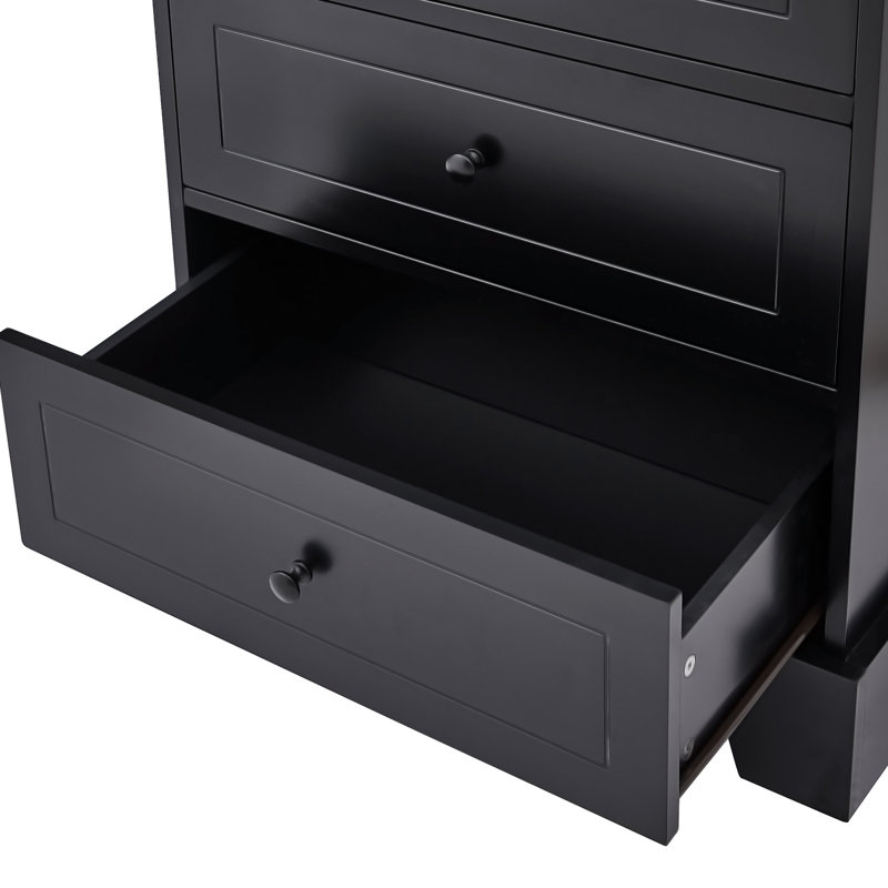 Flora Freestanding Bathroom Cabinet With Drawers, Black