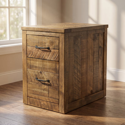 Rustic Reclaimed Pine 2-Drawer File Cabinet