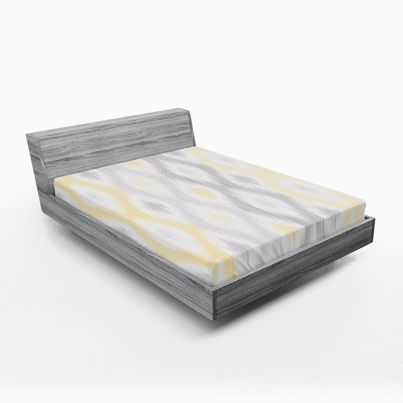 Drap-housse ambesonne 2 pièces Chaine abstraite gris pâle et jaune, Ensemble de draps pour grand lit