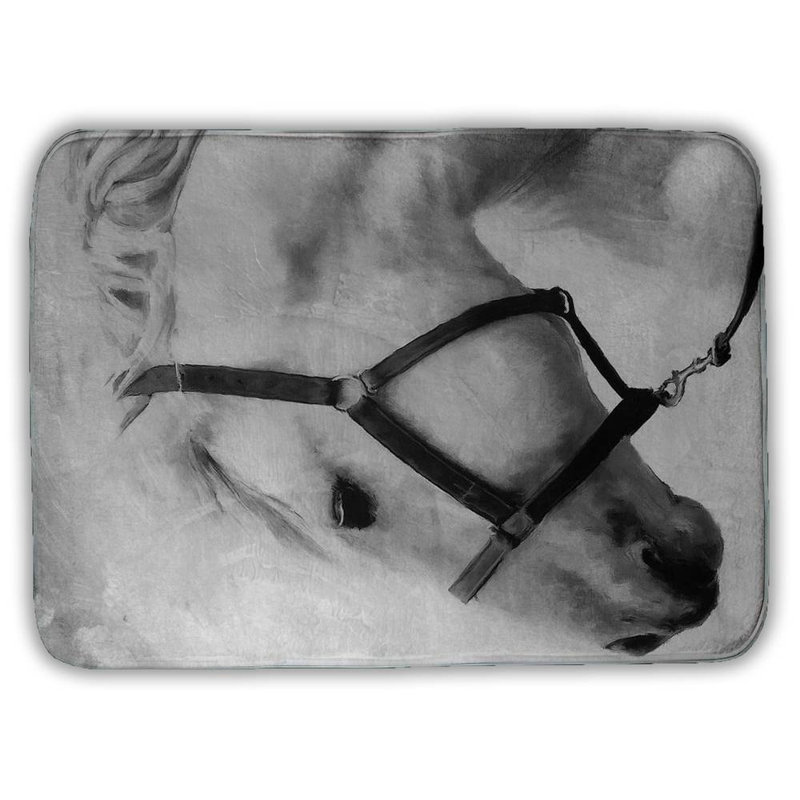 Darius the white horse Bath Mat with Non-Slip Backing - Quick Dry Memory Foam Bathroom Rug - Absorbent - Modern Plush Spa-Style - Machine Washable