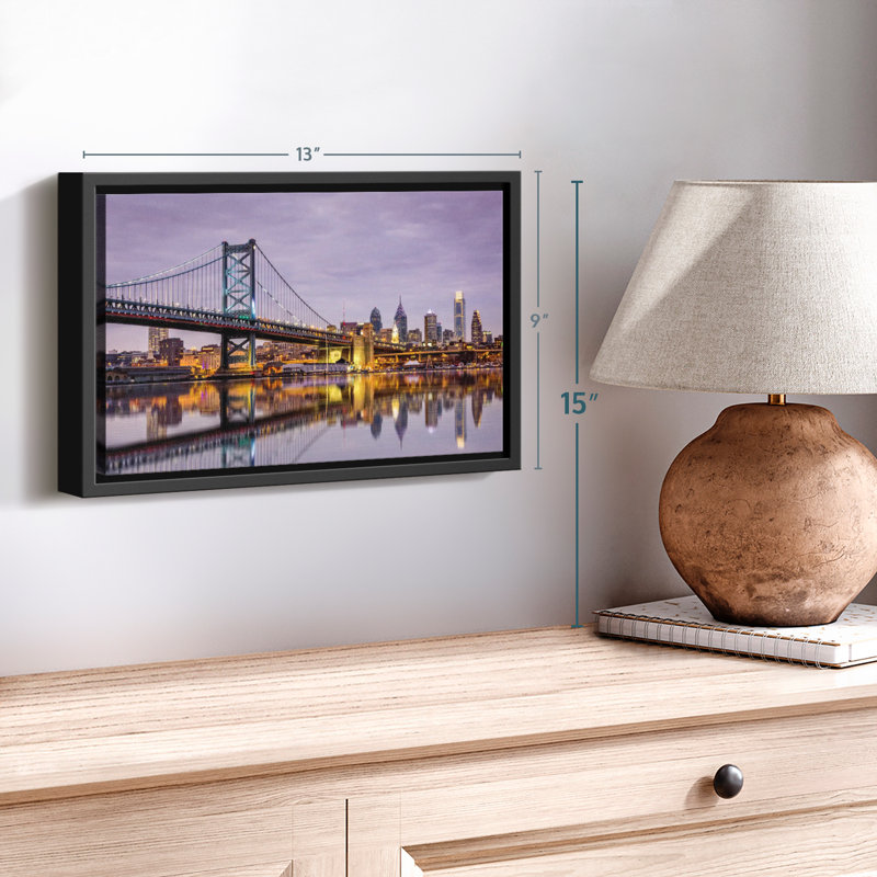 Impression sur toile Ben Franklin Bridge Skyline, H 9 po x l 13 po