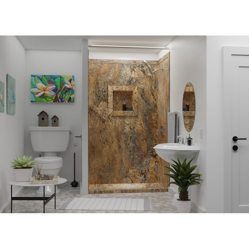 FlexStone 17"W x 17"H Square Recessed Shampoo Caddy in Crema Bordeaux, Crema Bordeaux