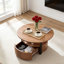 Walnut Round Coffee Table 33.07", MDF Storage Table With Drawer For Lounge Home Office Studio-278779028
