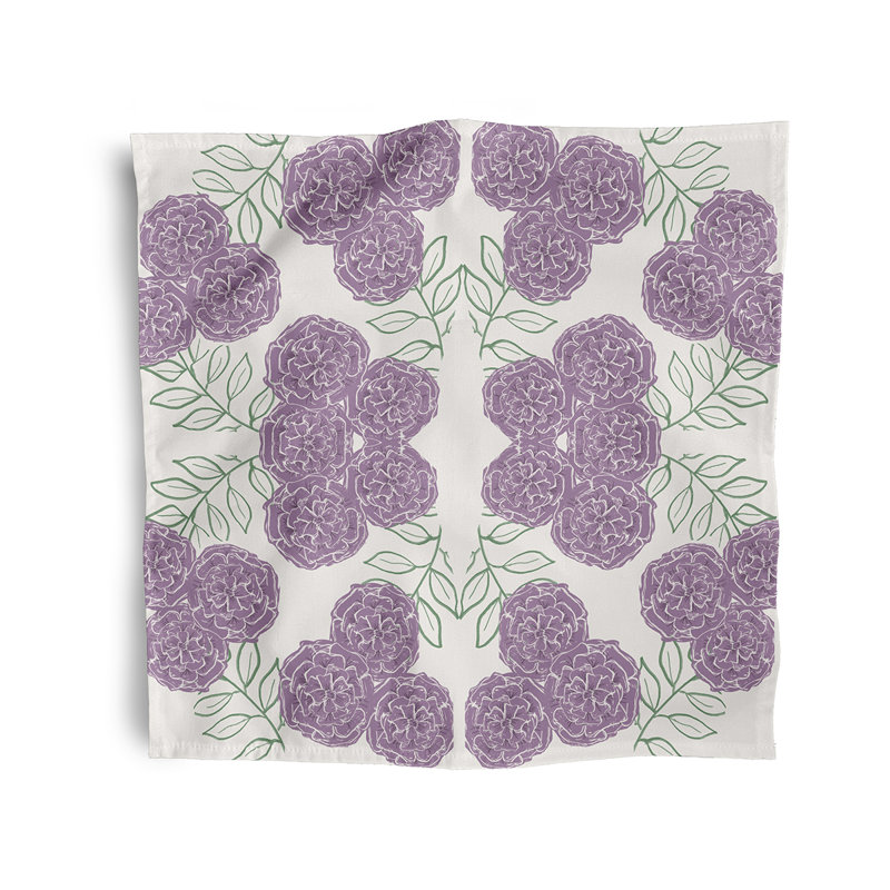 Ensemble de serviettes 4 pièces Zellmer, Ivoire / mauve, L 18 po x L 18 po