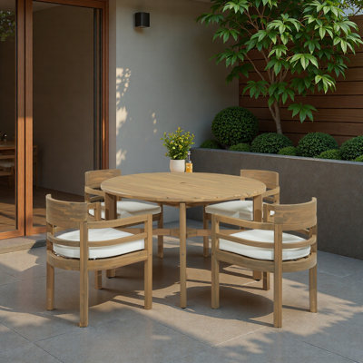 5-Piece Outdoor Acacia Wood Dining Set