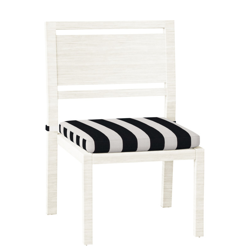 Avondale Patio Dining Side Chair with Cushions, Welt, Cabana Stripe Midnight, Chalk