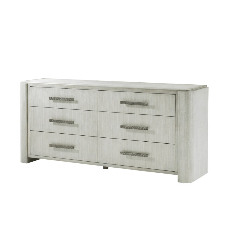 Commode 6 tiroirs Essence, Blanc / gris