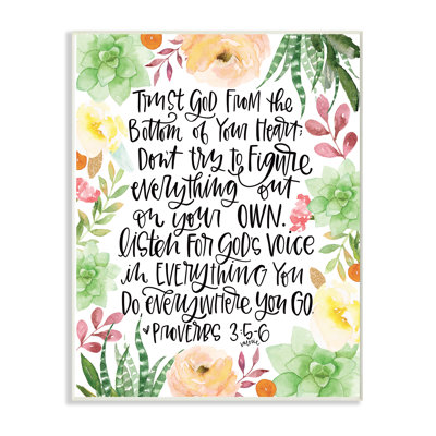 «Trust In God Floral Succulents Cursive Hand Lettred», reproduction d'impression