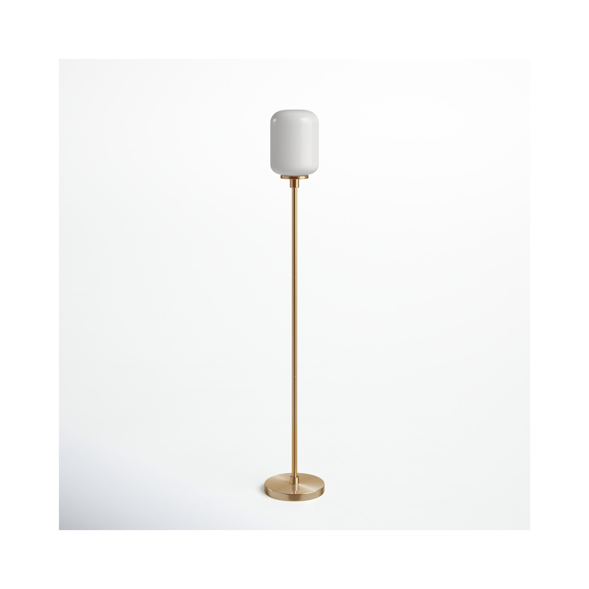 Boystown 69'' Floor Lamp, Brass, White