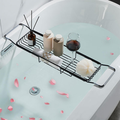 Plateau de baignoire réglable en acier inoxydable, convient aux baignoires de 68 à 90 cm (26,8 à 35,4 pouces).