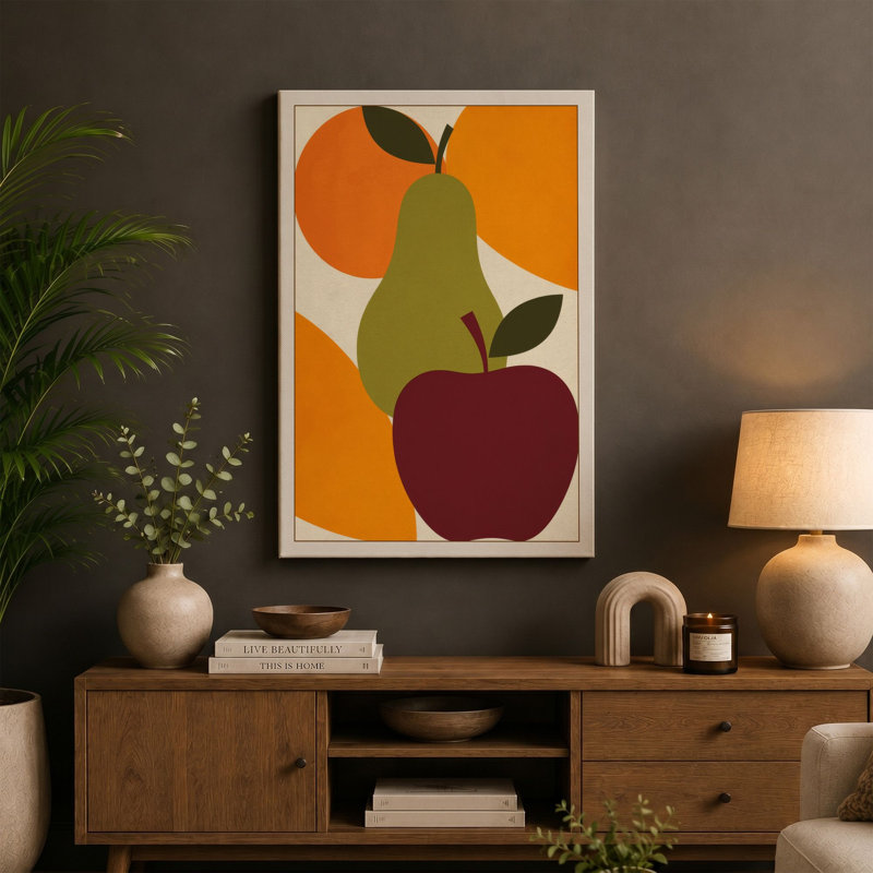 Orchard Still Life Mid-Century - Wrapped Canvas, 18x12 - 45.7 x 30.5 cm, Sage Border