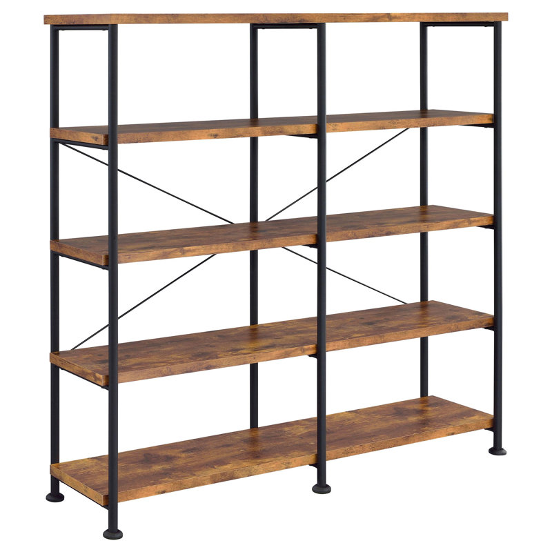 Timeless Elegance - Griselda - Bibliothèque double à 4 tablettes 63 pouces Gris Drift, Brun