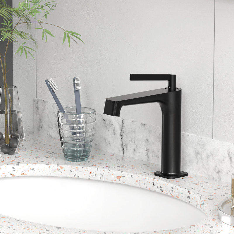 Single-Hole Single-handle Bathroom Faucet with Drain Assembly, Matte Black