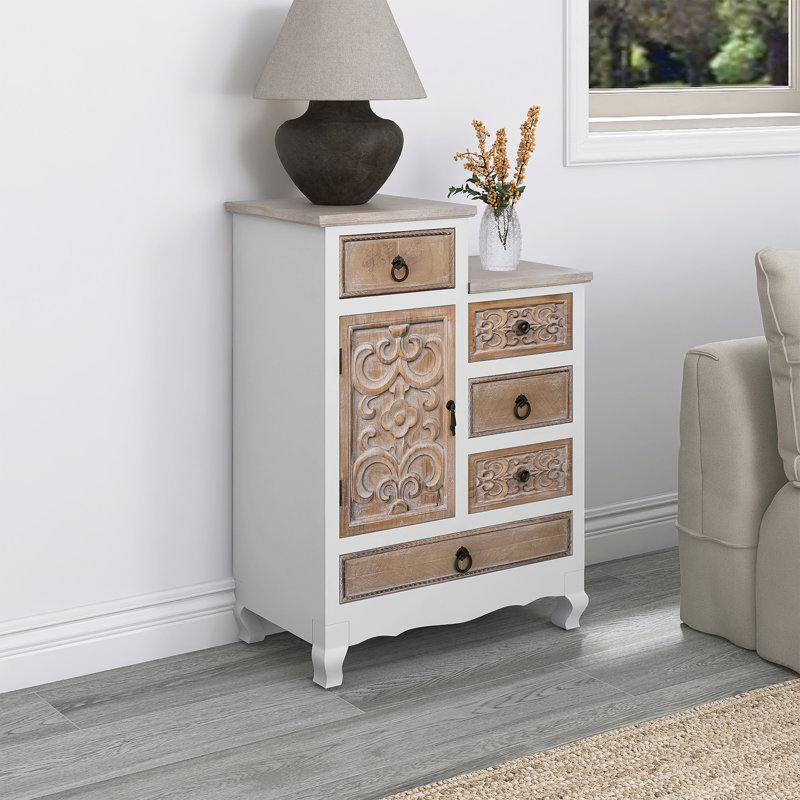 Armoire rétro en bois avec 5 tiroirs et 1 porte