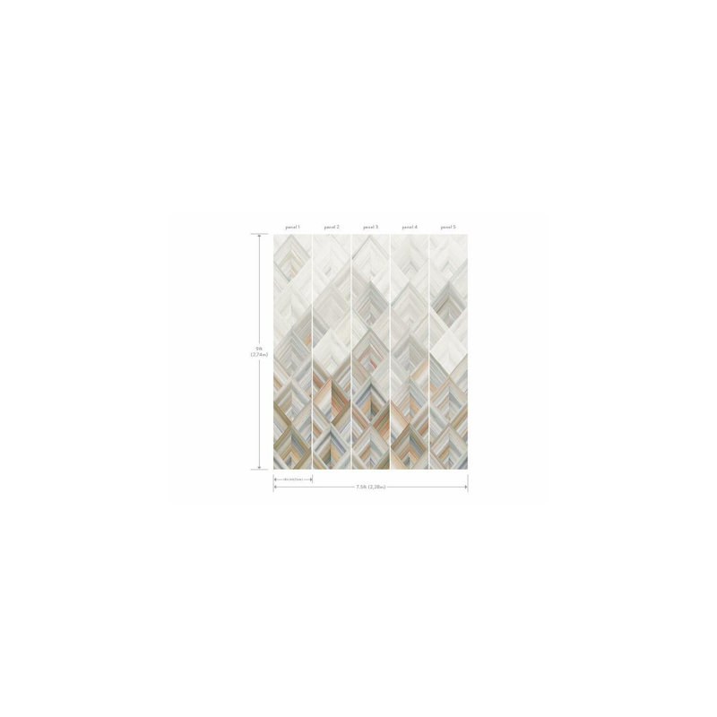 Panneau mural L 9 pi x l 90 po Diamond Parquet, Orange / beige