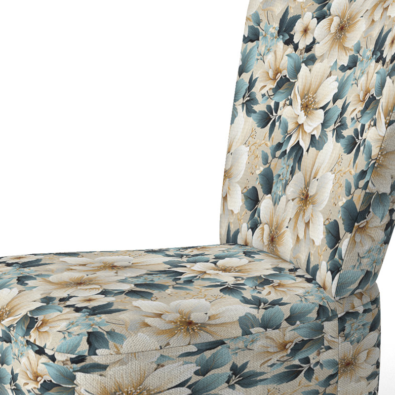 Chaise d'appoint rembourrée Sandy Beige et bleu Hydrangea Tranquility II