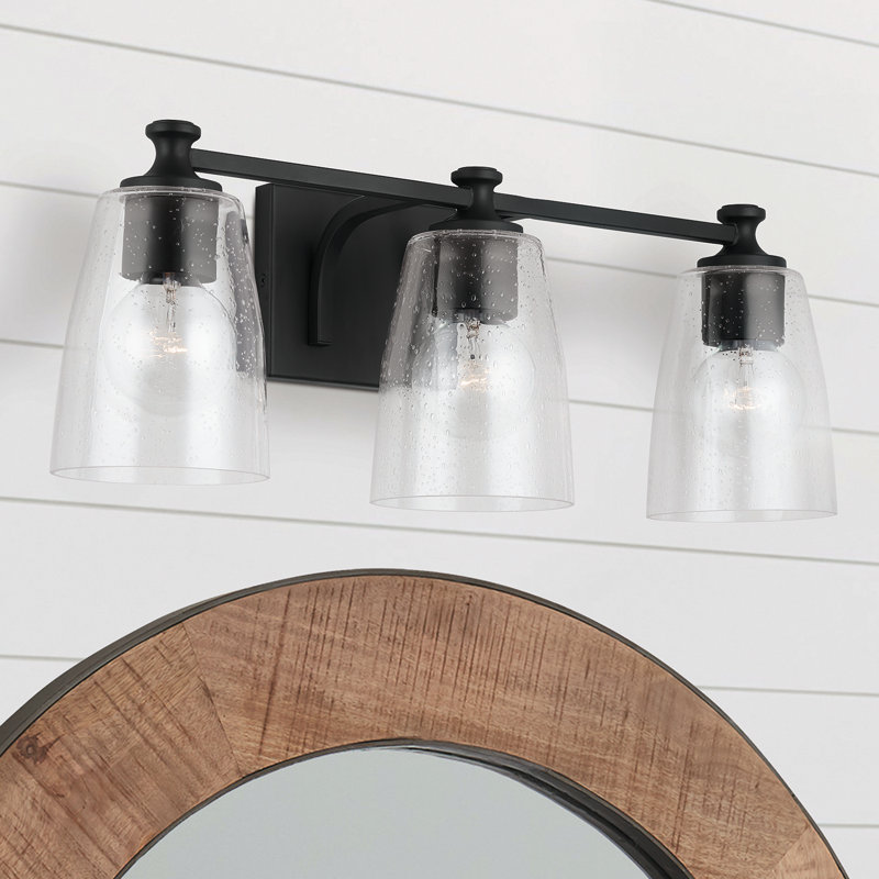 Oakland Dimmable Vanity Light, Matte Black, G25 Golf Ball, 3