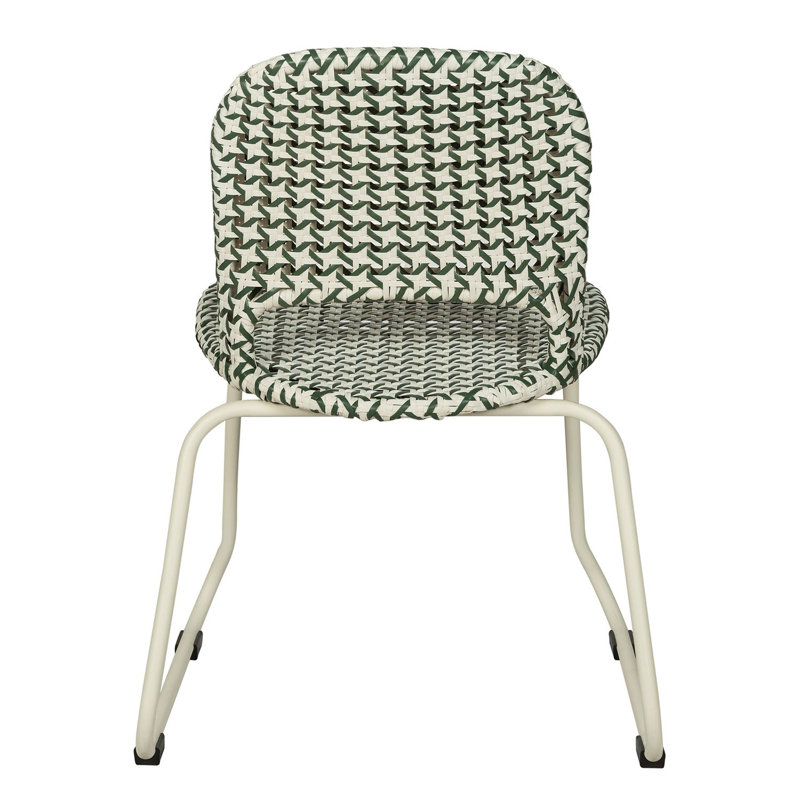 Chaise d'appoint d'extérieur en rotin tissé Luna, Vert / siège blanc / structure blanche
