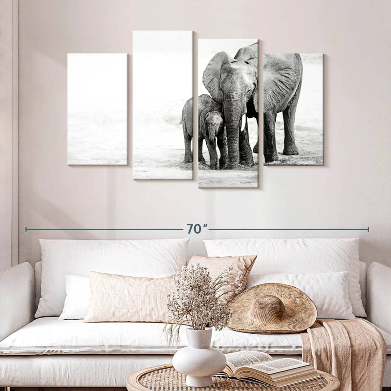 Cuddling Elephants, 32" H x 52" W