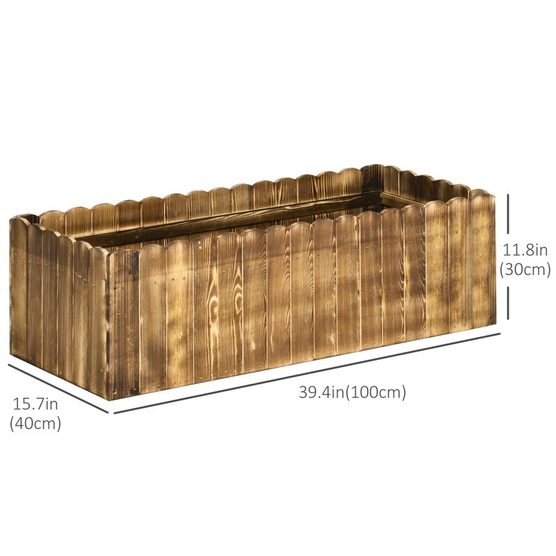 Boîte à fleurs en bois à bordure festonnée Leif, H 12 po x l 39,5 po x P 16 po