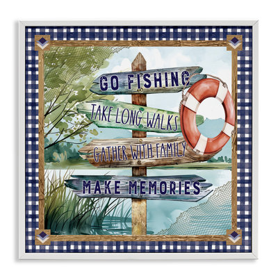 Plaid Border Lake, giclée encadrée, design par Nicole DeCamp