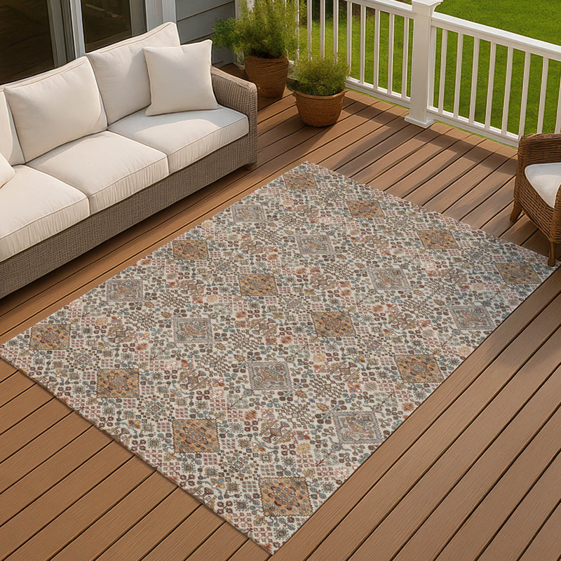 Machine Washable Indoor/Outdoor Chantille ACN2478 Global Rug, Beige, 9' x 12'