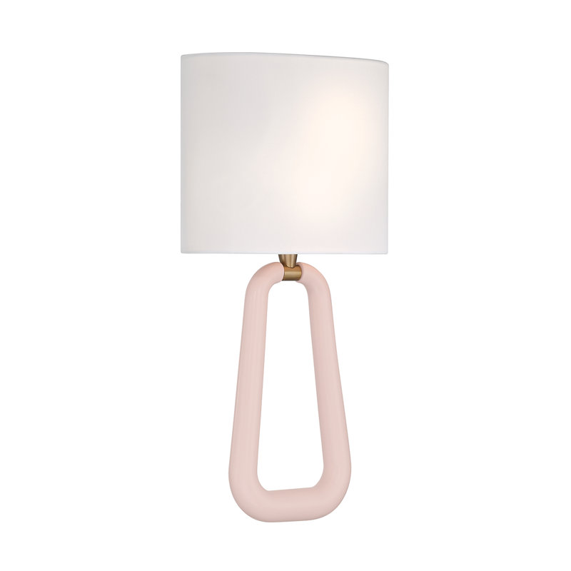 Jori 2 Light Aged Brass + Wood Sconce, Pink