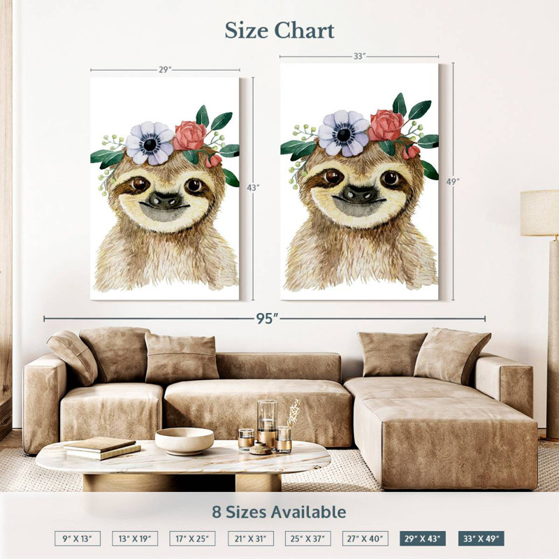 Brampt Cute Sloth, 48" H x 32" W