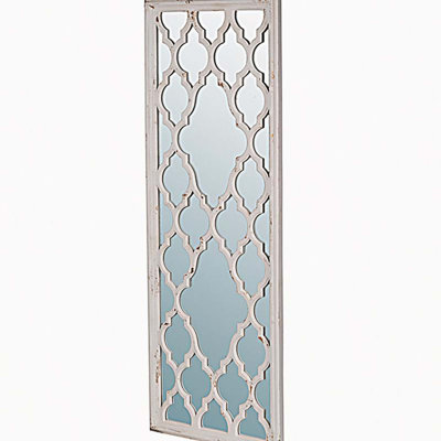 Miroir complet blanc vieilli 24 po x 60 po - Le plancher de la salle de bain surélevée de 59 po de hauteur et le plancher classique de 24 po x 60 po s'harmonisent avec n'importe quel thème de design d'intérieur