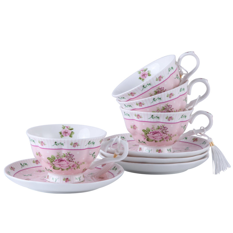 Addilyn Bone China Teacup and Saucer, Pink