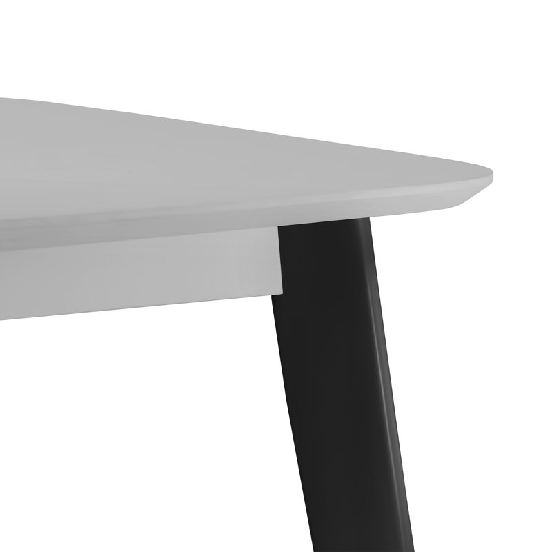 Aramis Solid Wood Base Dining Table, Light Grey, Black