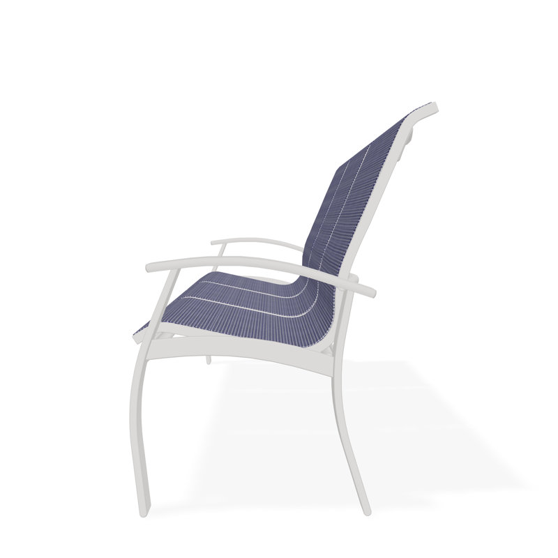 Belle Isle Sling Aluminum Frame 3-Seat Sofa with Marine Grade Polymer Arm Accent, Breeze, Snow