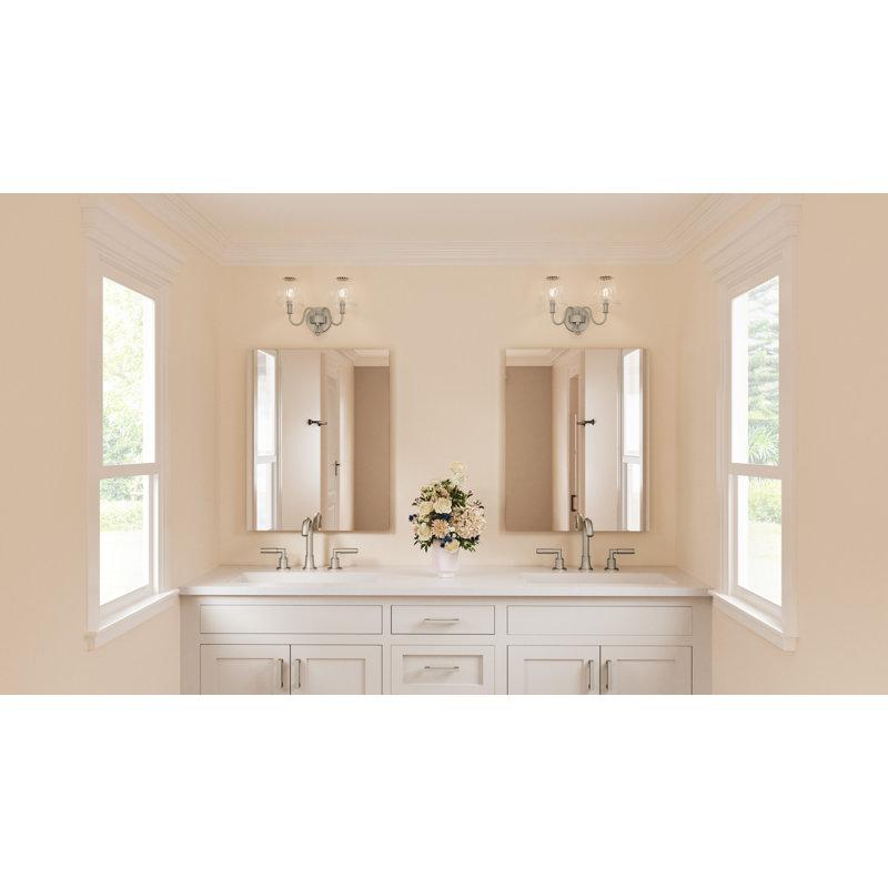 Luminaire pour salle de bain 2 lumières Amedio, Nickel brossé