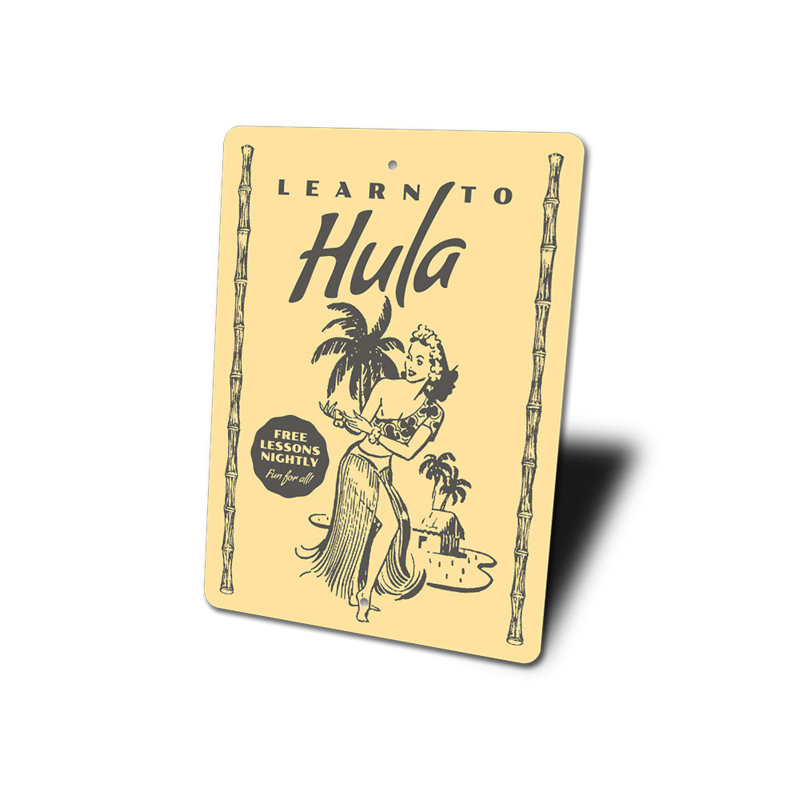 Panneau «Apprendre à Hula» en aluminium, H 18 po x l 12 po x P 0,06 po