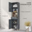 HOMCOM Tall Bathroom Cabinet Freestanding Bathroom Storage Cabinet Grey