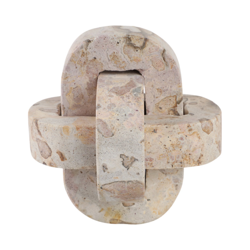 Sculpture raffinée en nœuds de marbre pour la décoration intérieure - Accent décoratif pour bureau, salon ou étagère - Ivoire et brun clair