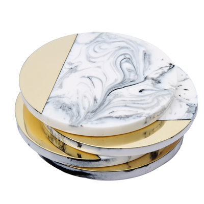 Marble Round 4 Piece Coaster Set