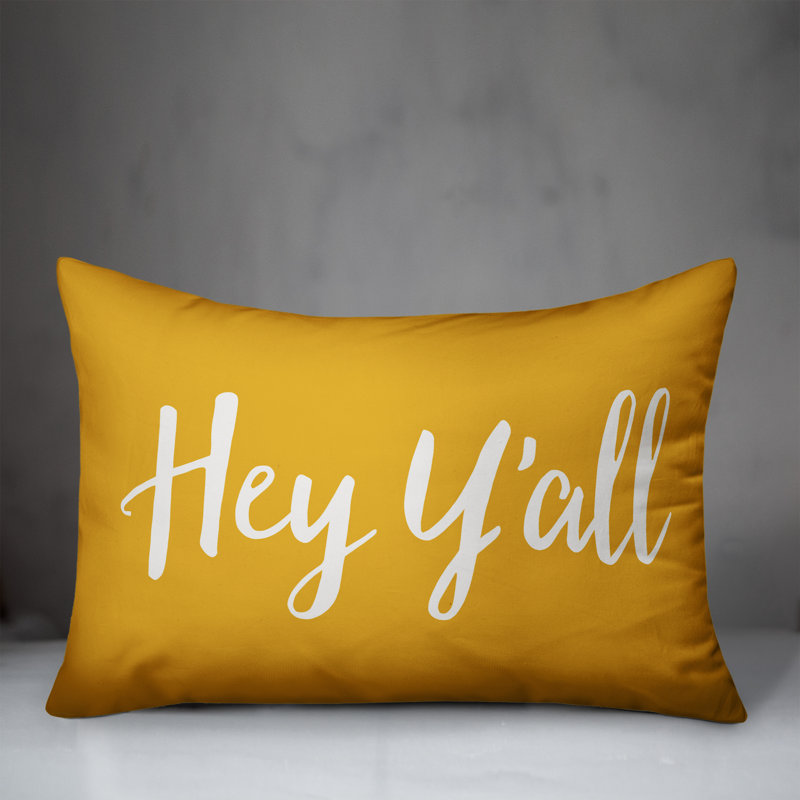  Hey Y'all Bold Indoor/Outdoor Lumbar Pillow, Yellow