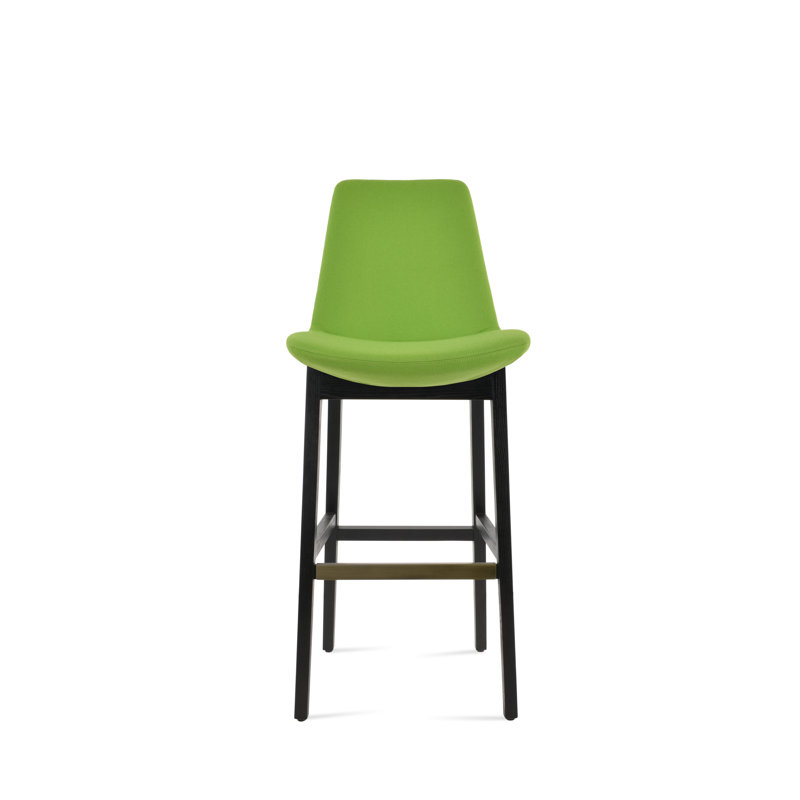 Eiffel Wood Stool, Pistachio/Faux Leather, Counter Stool  (24” Seat Height)